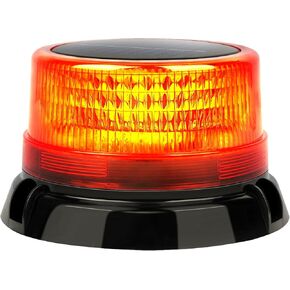 Aolyty Solar Strobe Warning Light, 360 Degree Rotating and Strobe Mode, Solar Safety Flash Light Waterproof, Strong Magnetic Base for Construction Site, Road Construction, Vehicle, Deck (Amber)