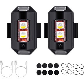 TIPHOPE 7 Color LED Aircraft Strobe Light with USB Charging,31 Lighting Modes,2PCS LED Anti-Collision Strobe Light Night Warning Signal Light for Motorcycle Drone Bike Car