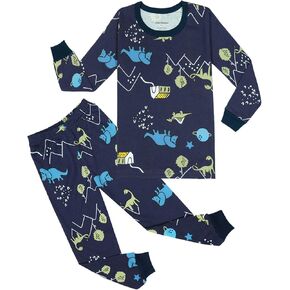 Qtake Fashion Boys Pajamas Planet Winter Long Sleeve Children Set Cotton Little Kids Pjs Sleepwear Size 2-12 year