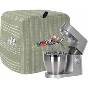Stand Mixer Dust Proof Cover with Pocket, Sage Green White Vintage Farmhouse Bohemian Texture Home Decoration Waterproof Kitchen Mixer Accessories for Stand Mixer Coffee Maker Bread Maker 6-8 Quart