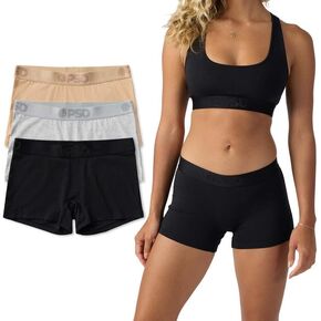 PSD Womens Neutral Boy Shorts Underwear for Women - Premium Modal Fabric Boyshort Underwear - 3 Pack Solid Cotton Boy Shorts for Women