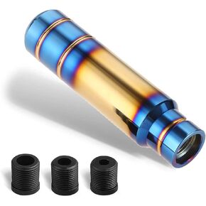 Weighted Manual Shift Knobs Blue, 5 Inch with 3 Threaded Adapters M8 M10 M12 x 1.25, Metal Gear Stick Shift Knob Aluminum Alloy, Universal Car Accessories Lever Cover Head