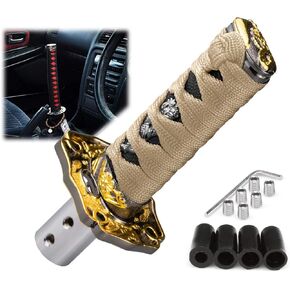 EZAUTO WRAP 10cm Gold Black Shift Knob Samurai Sword Alloy Katana with Adapter Universal