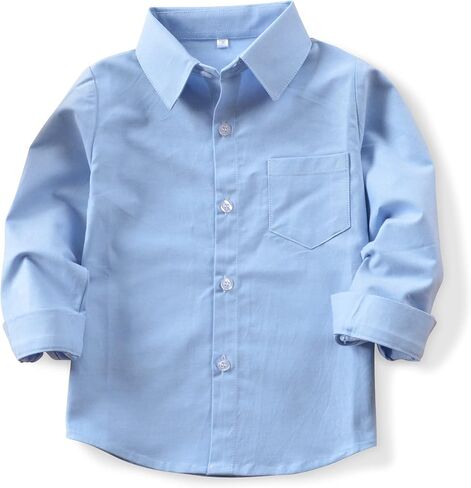 Phorecys Boys'Oxford Dress Shirts Long Sleeve Button Down Solid Formal Uniform Casual Western Shirt in Kuwait