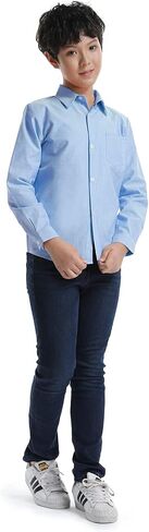 Phorecys Boys'Oxford Dress Shirts Long Sleeve Button Down Solid Formal Uniform Casual Western Shirt in Kuwait