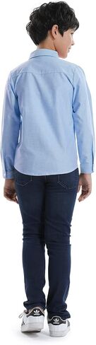 Phorecys Boys'Oxford Dress Shirts Long Sleeve Button Down Solid Formal Uniform Casual Western Shirt in Kuwait