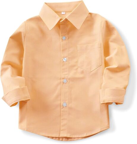 Phorecys Boys'Oxford Dress Shirts Long Sleeve Button Down Solid Formal Uniform Casual Western Shirt in Kuwait
