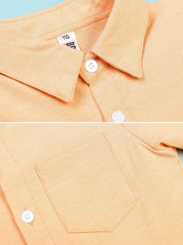 Phorecys Boys'Oxford Dress Shirts Long Sleeve Button Down Solid Formal Uniform Casual Western Shirt in Kuwait