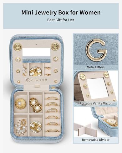 Vlando Christmas Gifts for Women 2024, Travel Jewelry Case for Girl Women, A Initial Jewelry Case, Mini Jewelry Travel Organizer Travel Essentials for Travel Gift Teen Girls - Letter A, Pink in Kuwait