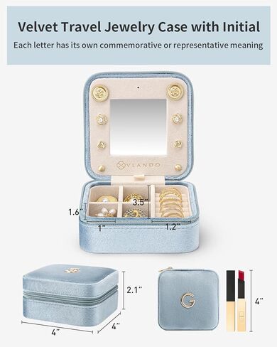 Vlando Christmas Gifts for Women 2024, Travel Jewelry Case for Girl Women, A Initial Jewelry Case, Mini Jewelry Travel Organizer Travel Essentials for Travel Gift Teen Girls - Letter A, Pink in Kuwait