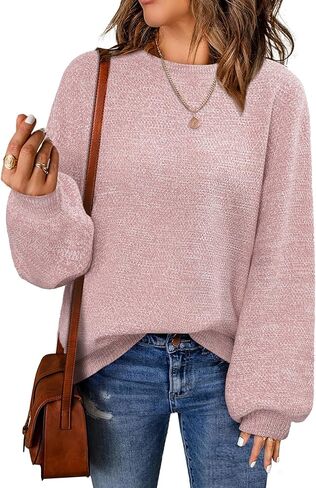 NIeyook Women's Oversized Sweaters 2024 Winter Trendy Long Sleeve Crew Neck Pullover Sweater Loose Heathered Knit Tops in Saudi Arabia