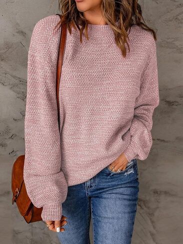 NIeyook Women's Oversized Sweaters 2024 Winter Trendy Long Sleeve Crew Neck Pullover Sweater Loose Heathered Knit Tops in Saudi Arabia