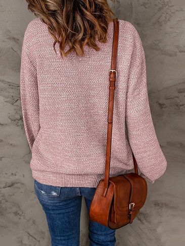 NIeyook Women's Oversized Sweaters 2024 Winter Trendy Long Sleeve Crew Neck Pullover Sweater Loose Heathered Knit Tops in Saudi Arabia
