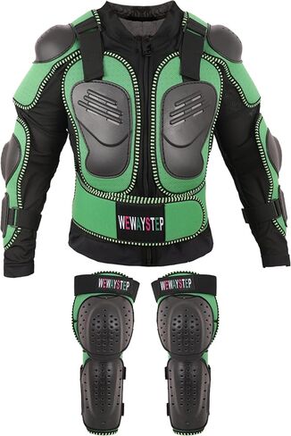 Kids Motorcycle Jacket Dirt Bike Gear,Motocross Spine Chest Protector Armor Suit with Knee Shin Guards in Kuwait