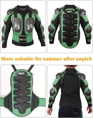 Kids Motorcycle Jacket Dirt Bike Gear,Motocross Spine Chest Protector Armor Suit with Knee Shin Guards in Kuwait