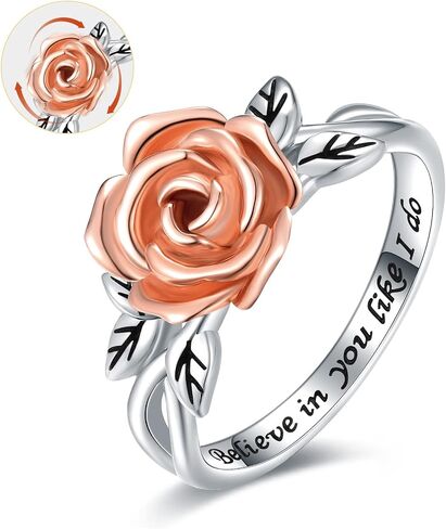 Fidget Spinner Rings for Anxiety for Women - 925 Sterling Silver Sunflower/Rose/Daisy Promise Bands Relieving Stress Jewelry Anti Anxiety Gifts for Couples Women in Saudi Arabia