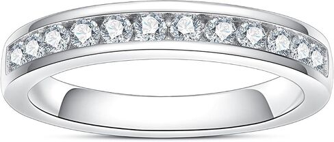 Moissanite Eternity Rings Wedding Bands D Color VVS1 Clarity Round Brilliant Cut 925 Sterling Silver 5/6 Stones Anniversary Band Rings for Women with Certificate in Kuwait