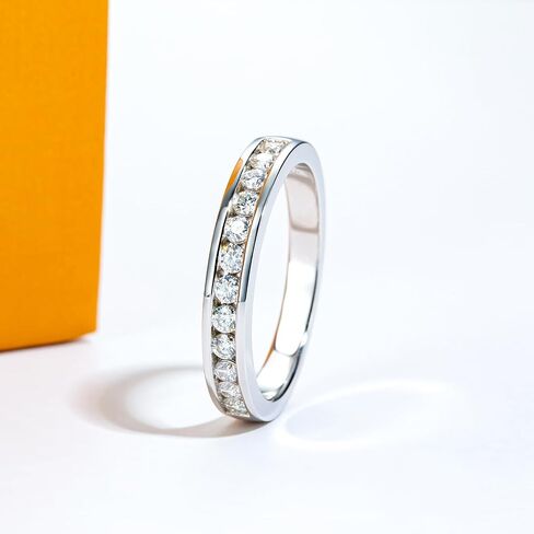 Moissanite Eternity Rings Wedding Bands D Color VVS1 Clarity Round Brilliant Cut 925 Sterling Silver 5/6 Stones Anniversary Band Rings for Women with Certificate in Kuwait