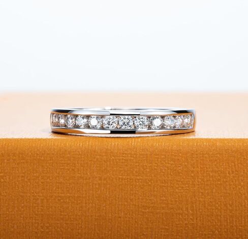 Moissanite Eternity Rings Wedding Bands D Color VVS1 Clarity Round Brilliant Cut 925 Sterling Silver 5/6 Stones Anniversary Band Rings for Women with Certificate in Kuwait