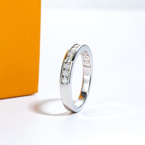 Moissanite Eternity Rings Wedding Bands D Color VVS1 Clarity Round Brilliant Cut 925 Sterling Silver 5/6 Stones Anniversary Band Rings for Women with Certificate in Kuwait
