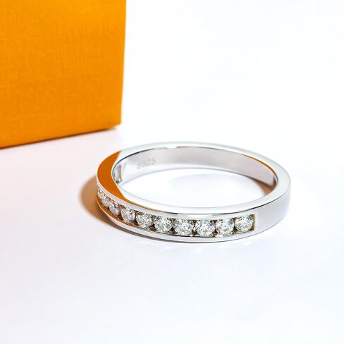 Moissanite Eternity Rings Wedding Bands D Color VVS1 Clarity Round Brilliant Cut 925 Sterling Silver 5/6 Stones Anniversary Band Rings for Women with Certificate in Kuwait