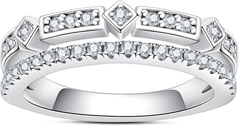 Moissanite Eternity Rings Wedding Bands D Color VVS1 Clarity Round Brilliant Cut 925 Sterling Silver 5/6 Stones Anniversary Band Rings for Women with Certificate in Kuwait