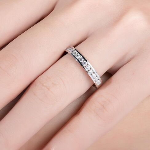 Moissanite Eternity Rings Wedding Bands D Color VVS1 Clarity Round Brilliant Cut 925 Sterling Silver 5/6 Stones Anniversary Band Rings for Women with Certificate in Kuwait