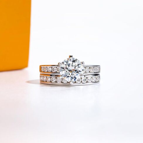 Moissanite Eternity Rings Wedding Bands D Color VVS1 Clarity Round Brilliant Cut 925 Sterling Silver 5/6 Stones Anniversary Band Rings for Women with Certificate in Kuwait