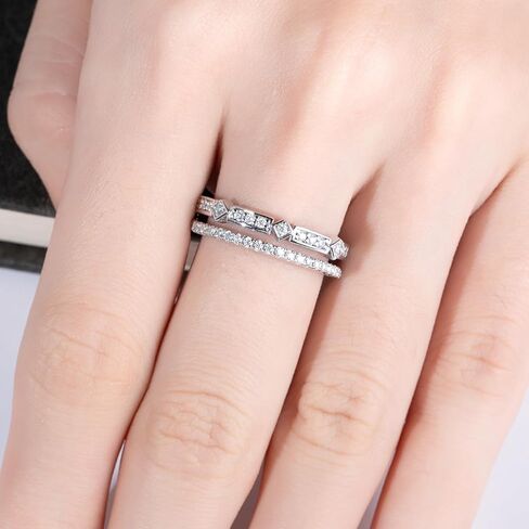 Moissanite Eternity Rings Wedding Bands D Color VVS1 Clarity Round Brilliant Cut 925 Sterling Silver 5/6 Stones Anniversary Band Rings for Women with Certificate in Kuwait