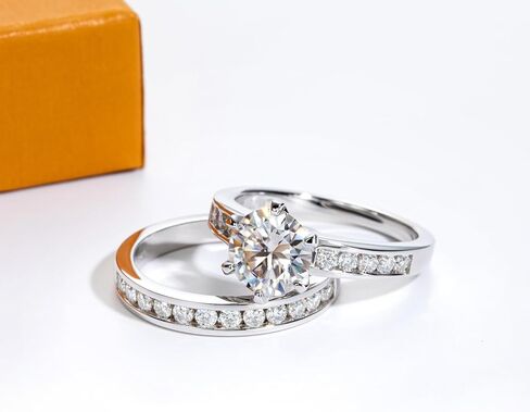Moissanite Eternity Rings Wedding Bands D Color VVS1 Clarity Round Brilliant Cut 925 Sterling Silver 5/6 Stones Anniversary Band Rings for Women with Certificate in Kuwait
