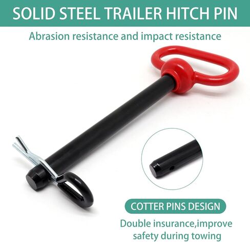 5/8 x 5-3/4 inch Hitch Pin, 2pcs Trailer Hitch Pin, Tractor Towing Hitch Pin and Clip, Red Handle Trailer Gate Pin Clevis pin Tractor Pins for Towing RV, Boat, Car, Truck in Kuwait