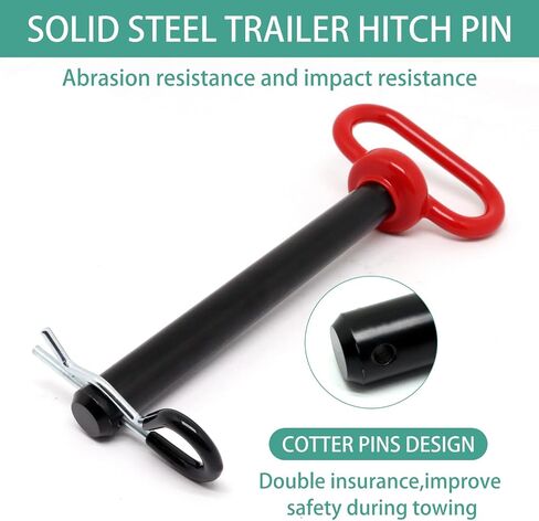 5/8 x 5-3/4 inch Hitch Pin, 2pcs Trailer Hitch Pin, Tractor Towing Hitch Pin and Clip, Red Handle Trailer Gate Pin Clevis pin Tractor Pins for Towing RV, Boat, Car, Truck in Kuwait