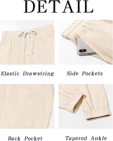 Runcati Men's Casual Pants Elastic Waist Drawstring Summer Jogger Pants Cotton Yoga Beach Trousers with Pockets in Saudi Arabia