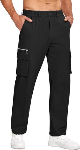 COOFANDY Men's Casual Cargo Pants Relaxed Fit Elastic Waist Work Pant Athletic Jogger Sweatpants with Multi Pockets in Saudi Arabia