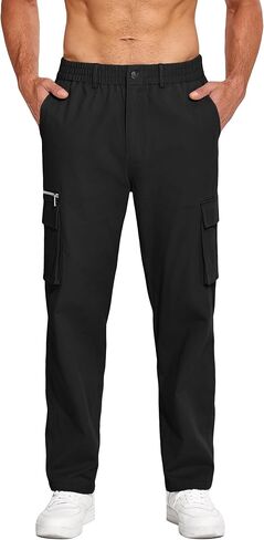 COOFANDY Men's Casual Cargo Pants Relaxed Fit Elastic Waist Work Pant Athletic Jogger Sweatpants with Multi Pockets in Saudi Arabia