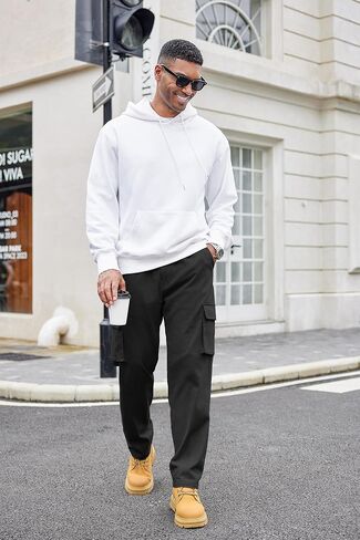 COOFANDY Men's Casual Cargo Pants Relaxed Fit Elastic Waist Work Pant Athletic Jogger Sweatpants with Multi Pockets in Saudi Arabia