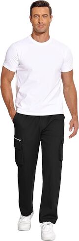 COOFANDY Men's Casual Cargo Pants Relaxed Fit Elastic Waist Work Pant Athletic Jogger Sweatpants with Multi Pockets in Saudi Arabia