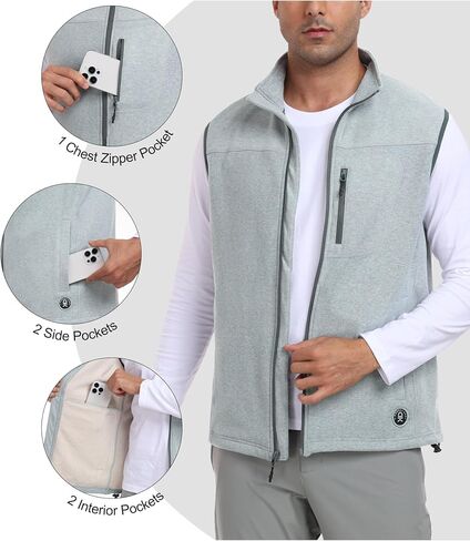 Little Donkey Andy Men's Warm Fleece Vest Windproof Sleeveless Full-Zip Jacket for Golf Hiking Running Travel in Kuwait