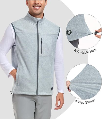 Little Donkey Andy Men's Warm Fleece Vest Windproof Sleeveless Full-Zip Jacket for Golf Hiking Running Travel in Kuwait