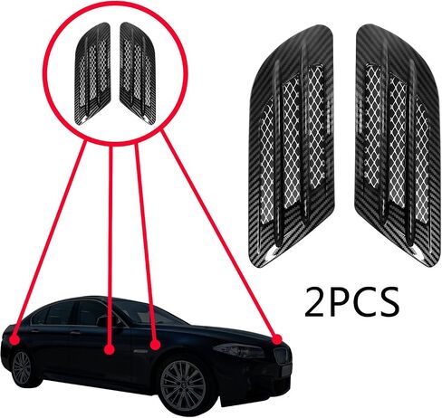 2PCS Auto Universal Car Side Mesh Vent Air Flow Fender Decoration (Black carbon fiber) in Saudi Arabia