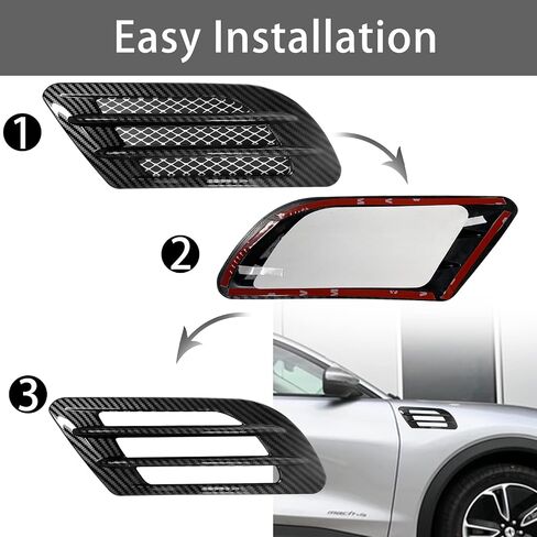 2PCS Auto Universal Car Side Mesh Vent Air Flow Fender Decoration (Black carbon fiber) in Saudi Arabia