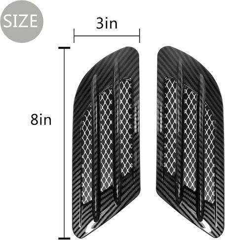 2PCS Auto Universal Car Side Mesh Vent Air Flow Fender Decoration (Black carbon fiber) in Saudi Arabia