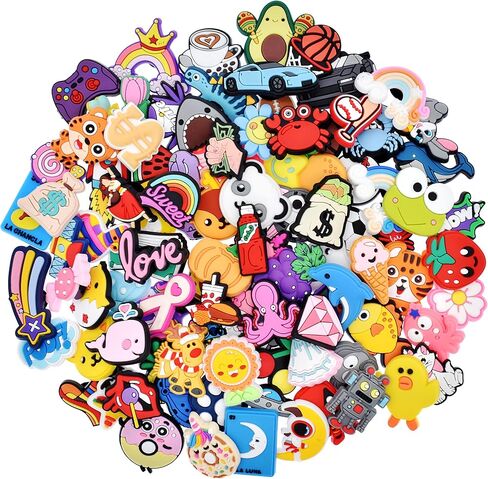 40 60 100 150 185 200 400pcs Random Shoe Charms Mixed Shoe Decorations Lovely Cool PVC Animals Flowers Balls Letters Numbers Shapes Shoes Ornaments for Bracelets and Sandals Different Designs unisex-adult Shoe Ornaments Party Birthday Gifts in Kuwait