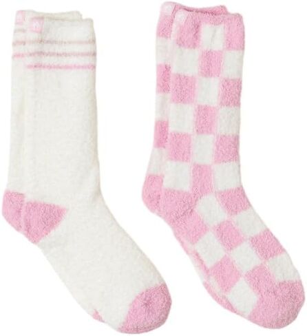 Barefoot Dreams® CozyChic® Youth Barbie Two Pair Sock Set, Barbie Pink Multi, One Size in Saudi Arabia