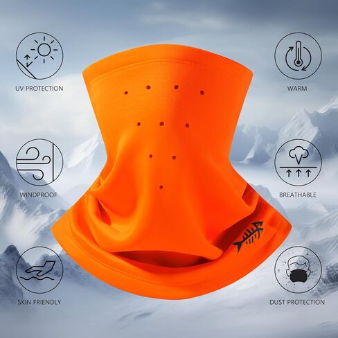 BASSDASH Unisex 2 Pack Fleece Neck Warmer Gaiter with Breathing Holes Wind Resistant Face Mask for Winter Hunting Fishing in Kuwait