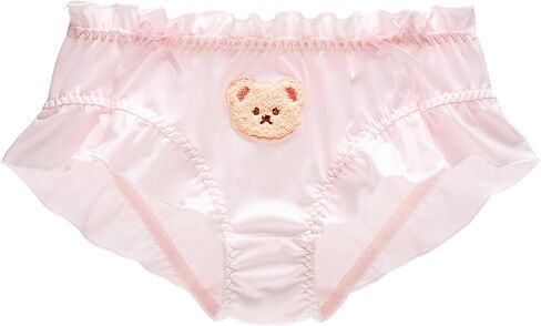 Women's Cute Underwear Silk Panties Cartoon Teddy Bear Print Frill Panties Ladies Soft Breathable Briefs M-XL in Kuwait