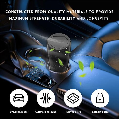 Car Trash Can Bin with Lid, Mini Leakproof Vehicle Side Door Cup Holder Trash Can with Lid, Multipurpose Organizer Portable Garbage Bin for Cup Holder Car Home Office (Black) in Saudi Arabia