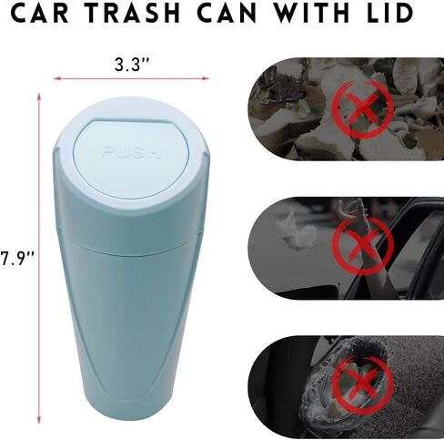 Car Trash Can Bin with Lid, Mini Leakproof Vehicle Side Door Cup Holder Trash Can with Lid, Multipurpose Organizer Portable Garbage Bin for Cup Holder Car Home Office (Black) in Saudi Arabia
