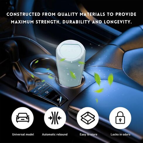 Car Trash Can Bin with Lid, Mini Leakproof Vehicle Side Door Cup Holder Trash Can with Lid, Multipurpose Organizer Portable Garbage Bin for Cup Holder Car Home Office (Black) in Saudi Arabia