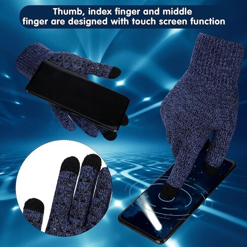 SATINIOR 4 Pairs Winter Gloves Warm Knit Gloves Touchscreen Anti Slip Silicone Gloves Soft Elastic Cuff Texting Gloves (Black, Red, Blue, and Hemp Grey) in Saudi Arabia